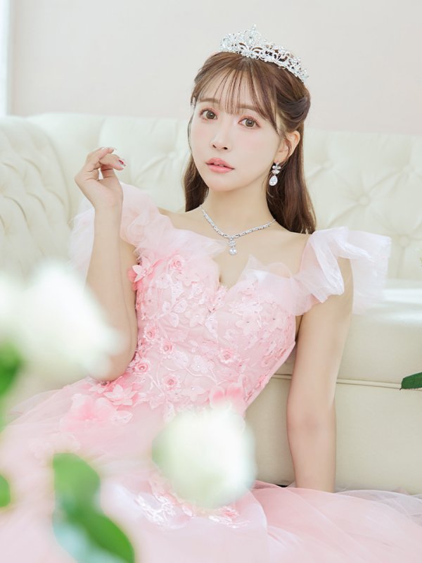 画像13: Lサイズあり【JEAN MACLEAN/ジャンマクレーン】フラワー刺繍/ ベア/ オフショル/ 2way/ ネット/ レース/ プリンセス/ ロングドレス/ キャバドレス long[OF2A] (13)