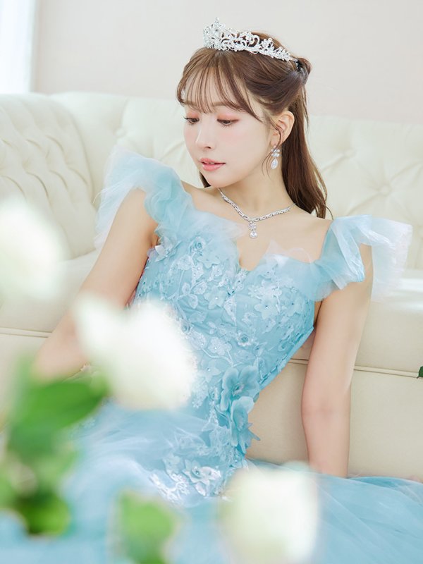 画像5: Lサイズあり【JEAN MACLEAN/ジャンマクレーン】フラワー刺繍/ ベア/ オフショル/ 2way/ ネット/ レース/ プリンセス/ ロングドレス/ キャバドレス long[OF2A] (5)