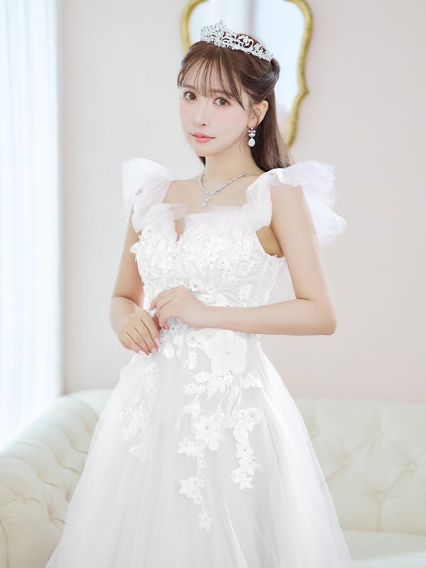 画像2: Lサイズあり【JEAN MACLEAN/ジャンマクレーン】フラワー刺繍/ ベア/ オフショル/ 2way/ ネット/ レース/ プリンセス/ ロングドレス/ キャバドレス long[OF2A] (2)