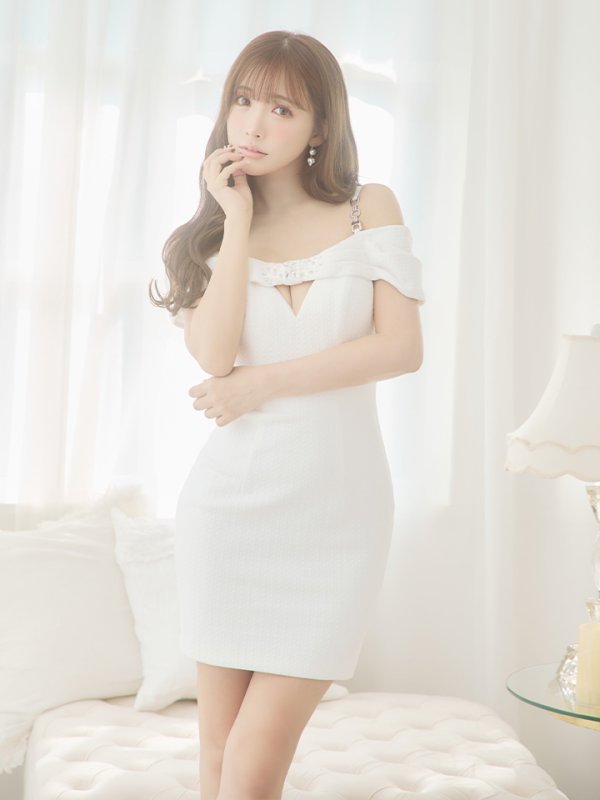 画像27: XSサイズあり【IRMA/イルマ】ワンカラー/ ビジュー/ カットアウト/ オフショル/ タイト/ ミニドレス/ キャバドレス【HC02】 (27)