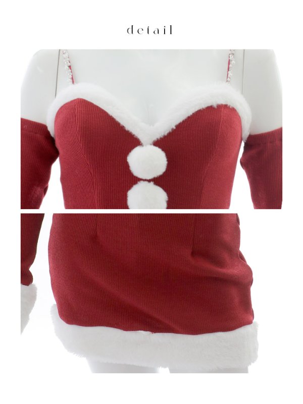 画像31: 【即日発送】【サンタコス 5点セット】【XS-Lサイズ/3カラー】オフショルダーロングスリーブセットアップサンタコスプレ[HC02] (31)