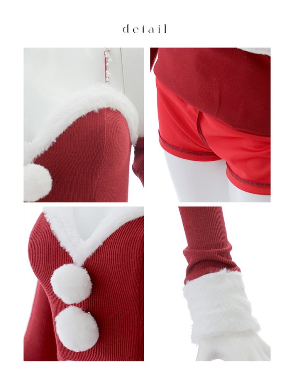 画像32: 【即日発送】【サンタコス 5点セット】【XS-Lサイズ/3カラー】オフショルダーロングスリーブセットアップサンタコスプレ[HC02] (32)