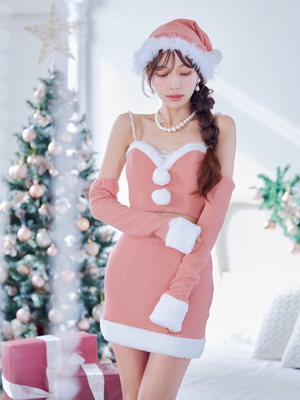 画像12: 【即日発送】【サンタコス 5点セット】【XS-Lサイズ/3カラー】オフショルダーロングスリーブセットアップサンタコスプレ[YMT] (12)