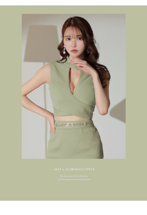 画像24: XSサイズあり【Glossy/グロッシー】シンプル/ バストカット/ リブニット/ ノースリーブ/ ワンカラー/ タイト/ セットアップ/ ミニドレス/ キャバドレス[OF08] (24)