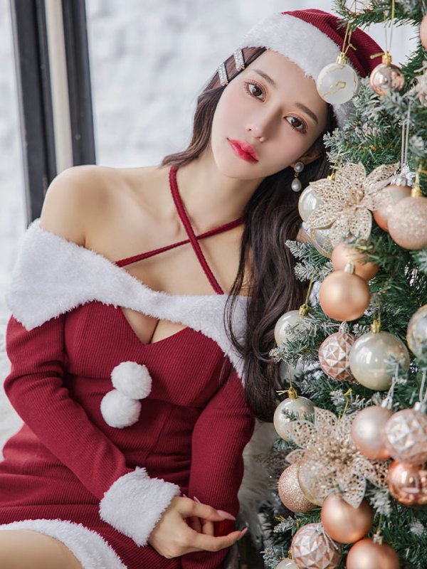 画像13: 【予約 / 11月中旬発送予定】【サンタコス 3点セット】【S-Lサイズ/1カラー】クロスネックバストオープンサンタコスプレ[YMT] (13)