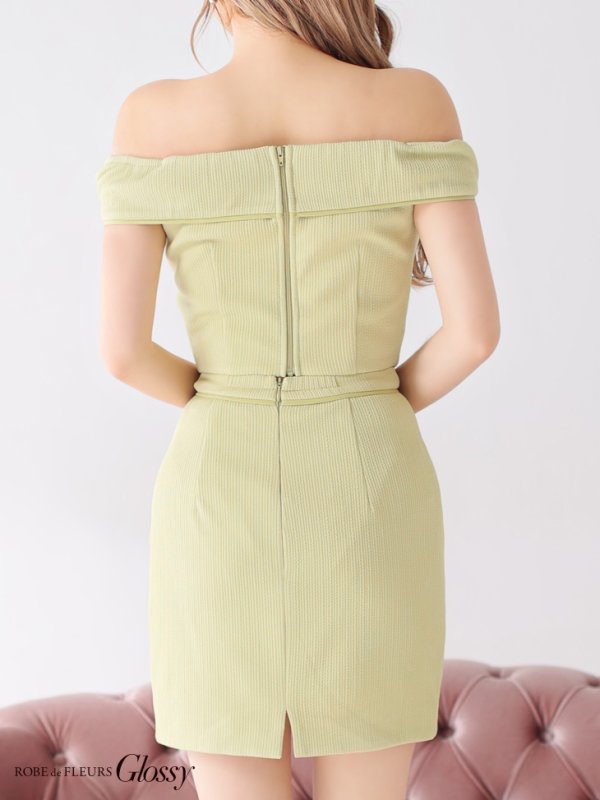 画像18: XSサイズあり【Glossy/グロッシー】オフショル/ バストカット/ タイト/ セットアップ/ ミニドレス/ キャバドレス[OF08] (18)