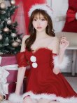 画像11: 【即日発送】【サンタコス 4点セット】【S-Lサイズ/1カラー】パフスリーブオフショルフレアサンタコスプレ[YMT] (11)