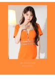 画像35: XSサイズあり【ROBE de FLEURS Glossy/ローブ・ド・フルール グロッシー】バストジッパー/ ビジュー/ ワッフル/ ストレッチ/ 半袖/ 袖あり/ ワンカラー/ タイト/ ミニドレス/ キャバドレス[OF2] (35)