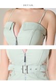 画像39: XSサイズあり【ROBE de FLEURS Glossy/ローブ・ド・フルール グロッシー】フロントジッパー/ ベルト/ キャミソール/ シアー/ タイト/ ミニドレス/ キャバドレス[OF2] (39)