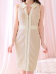 画像19: Lサイズあり【DEA.by ROBE de FLEURS/ディアバイローブドフルール】襟付き/ パイピングデザイン/ ノースリーブ/ フロントジップ/ ミディアム丈/ ワンピース/ ミディアムドレス/ キャバドレス[OF2] (19)