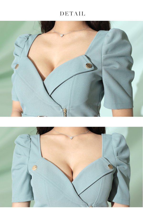 画像21: XSサイズあり【Glossy/グロッシー】レザーベルト/ パフスリーブ/ トラベル/ タイト/ セットアップ/ ミニドレス/ キャバドレス[OF08] (21)