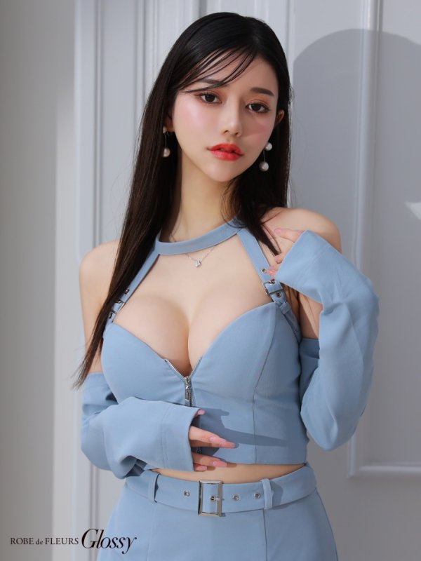 画像20: XSサイズあり【Glossy/グロッシー】袖あり/ 2way/ ホルターリボンネック/ オフショルダー/ セットアップ/ タイト/ ミニドレス/ キャバドレス[OF08] (20)
