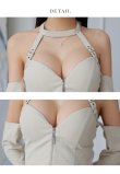 画像24: XSサイズあり【ROBE de FLEURS Glossy/ローブ・ド・フルール グロッシー】袖あり/ 2way/ ホルターリボンネック/ オフショルダー/ セットアップ/ タイト/ ミニドレス/ キャバドレス[OF2] (24)