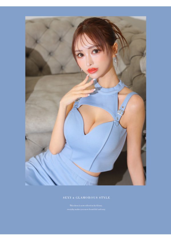 画像28: XSサイズあり【Glossy/グロッシー】バストオープンショルダー/ ストラップ/ タイト/ セットアップ/ ミニドレス/ キャバドレス[OF08] (28)