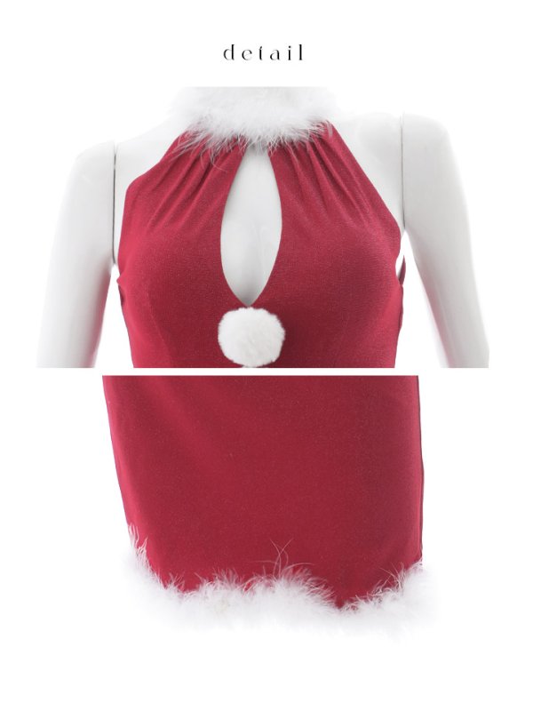 画像10: 【サンタSALE!!】【即日発送！】【サンタコス 4点セット】【XS-Lサイズ/1カラー】ホルターネックロングサンタコスプレ[HC02] (10)