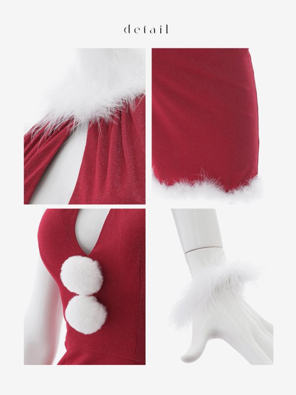 画像11: 【サンタSALE!!】【即日発送！】【サンタコス 4点セット】【XS-Lサイズ/1カラー】ホルターネックロングサンタコスプレ[HC02] (11)