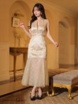 画像4: Lサイズあり【ROBE de FLEURS Glossy/ローブ・ド・フルール グロッシー】ノースリーブ/ バストカット/ シアー/ ロング/ キャバドレスlong[OF2] (4)