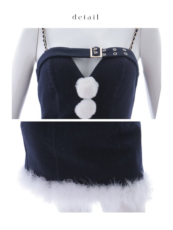 画像21: 【即日発送！】【サンタコス 4点セット】【XS-Mサイズ/1カラー】デニムキャミソールサンタコスプレ[YMT] (21)