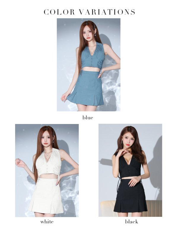 画像15: XSサイズあり【Glossy/グロッシー】バストオープン/ サイドリボン/ スタイリッシュ/ セットアップ/ フレア/ ミニドレス/ キャバドレス[OF08] (15)