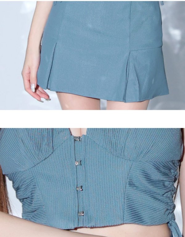 画像14: XSサイズあり【Glossy/グロッシー】バストオープン/ サイドリボン/ スタイリッシュ/ セットアップ/ フレア/ ミニドレス/ キャバドレス[OF08] (14)