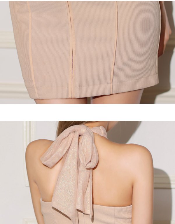 画像11: XSサイズあり【Glossy/グロッシー】デコルテクロス/ センタージップ/ ストレッチ/ タイト/ ミニドレス/ キャバドレス[OF08] (11)