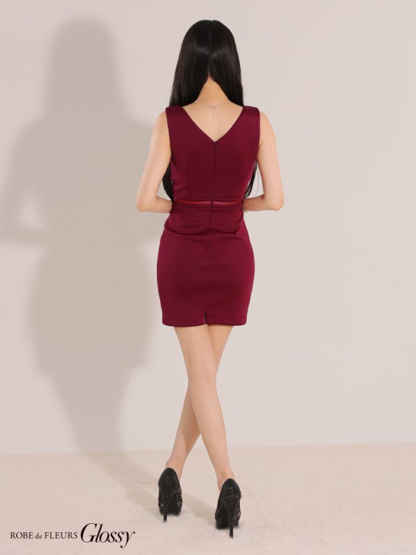 画像15: XSサイズあり【Glossy/グロッシー】ベルトデザイン/ ノースリーブ/ シンプル/ タイト/ ミニドレス/ キャバドレス[OF2] (15)