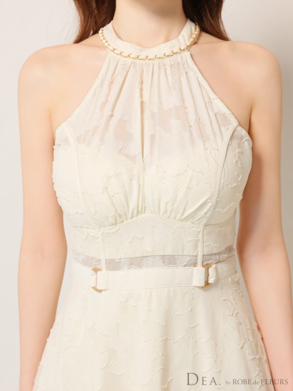 画像14: Lサイズあり【DEA./ディア】ホルターネック/ バックリボン/ レース/ フレア/ ワンピース/ ミモレ丈/ ミディアムドレス/ キャバドレス long【OF08】 (14)