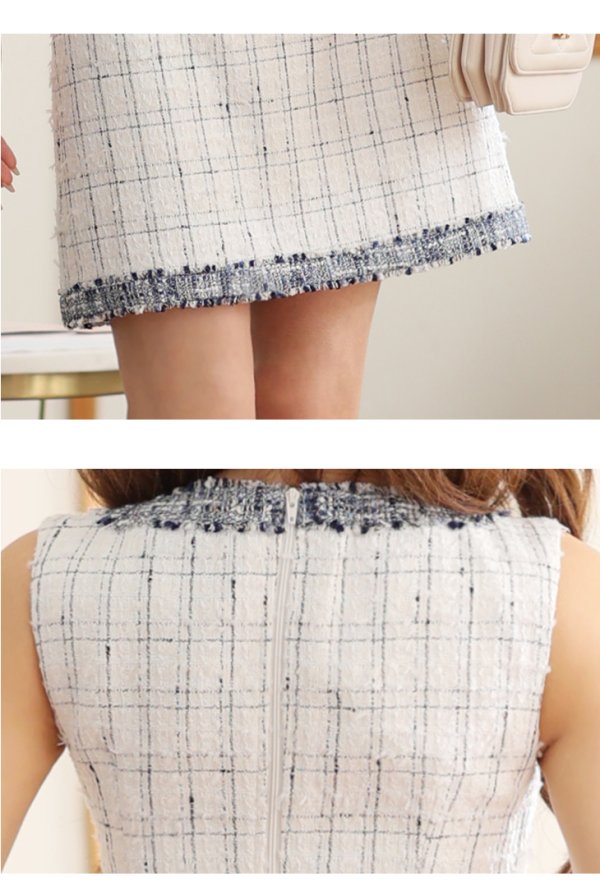 画像21: XS-Lサイズあり【DEA./ディア】ツイード/ ボタン/ スクエアネック/ セットアップ/ Aライン/ ミニドレス/ キャバドレス【OF08】 (21)