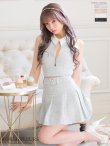 画像19: XSサイズあり【ROBE de FLEURS/ローブドフルール】ツイード/ ジップ/ 襟付き/ ホルター/ プリーツ/ フレア/ セットアップ/ ミニドレス/ キャバドレス[OF2] (19)