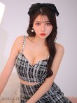 画像17: XSサイズあり【ROBE de FLEURS/ローブドフルール】ラメチェックツイード/ オーガンジー/ ロング/ セットアップ/ 裾フリル/ ロングドレス/ キャバドレス[OF2] (17)
