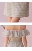 画像18: XSサイズあり【ROBE de FLEURS/ローブドフルール】フリルオフショルダー/ ツイード/ 千鳥柄/ リボンモチーフ/ Aライン/ ミニドレス/ キャバドレス[OF2] (18)