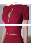 画像17: XSサイズあり【ROBE de FLEURS Glossy/ローブ・ド・フルール グロッシー】フロントジッパー/ セットアップ/ 袖あり/ 半袖/ シンプル/ ワンカラー/ ストレッチ/ タイト/ ミニドレス/ キャバドレス[OF2] (17)