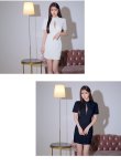 画像23: XSサイズあり【ROBE de FLEURS Glossy/ローブ・ド・フルール グロッシー】フロントジッパー/ セットアップ/ 袖あり/ 半袖/ シンプル/ ワンカラー/ ストレッチ/ タイト/ ミニドレス/ キャバドレス[OF2] (23)