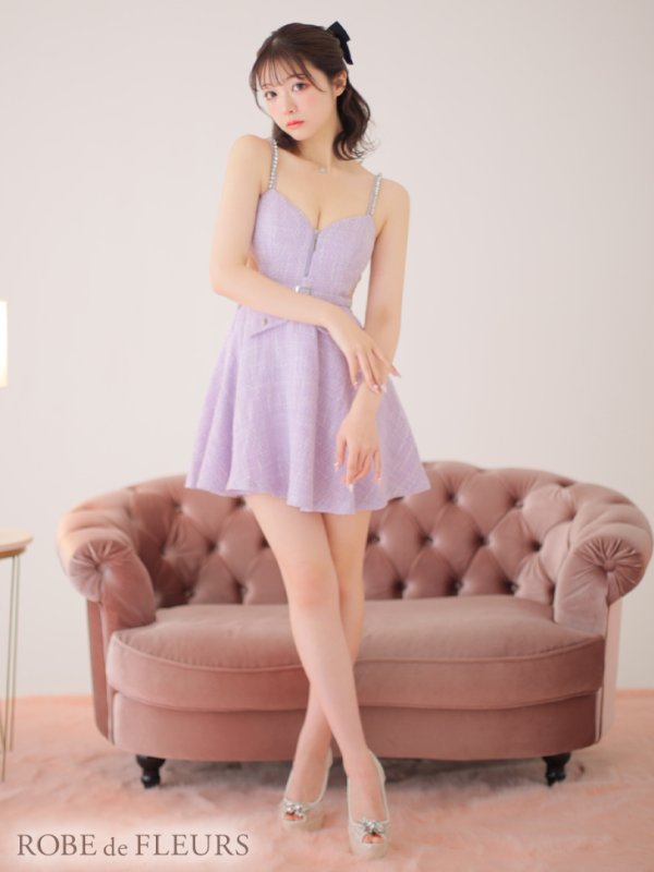画像18: XSサイズあり【ROBE de FLEURS/ローブドフルール】サイドシアー/ フロントジップ/ ビジュー/ フレア/ ミニドレス/ キャバドレス[OF2] (18)