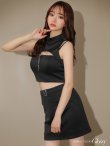 画像13: XSサイズあり【ROBE de FLEURS Glossy/ローブ・ド・フルール グロッシー】フロントジップ/ ノースリーブ/ ストレッチ/ 無地/ ワンカラー/ タイト/ セットアップ/ ミニドレス/ キャバドレス[OF2] (13)