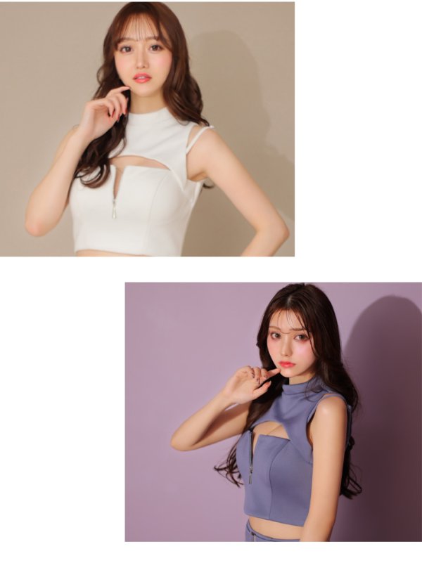 画像29: XSサイズあり【Glossy/グロッシー】フロントジップ/ ノースリーブ/ ストレッチ/ 無地/ ワンカラー/ タイト/ セットアップ/ ミニドレス/ キャバドレス[OF08] (29)