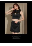画像14: XSサイズあり【ROBE de FLEURS Glossy/ローブ・ド・フルール グロッシー】フロントジップ/ ノースリーブ/ ストレッチ/ 無地/ ワンカラー/ タイト/ セットアップ/ ミニドレス/ キャバドレス[OF2] (14)