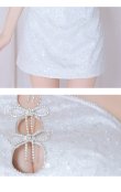 画像23: XSサイズあり【ROBE de FLEURS/ローブドフルール】フロントホール/ トリプルリボン/ ホルターネック/ ラメ/ セットアップ/ ミニドレス/ キャバドレス[OF2] (23)