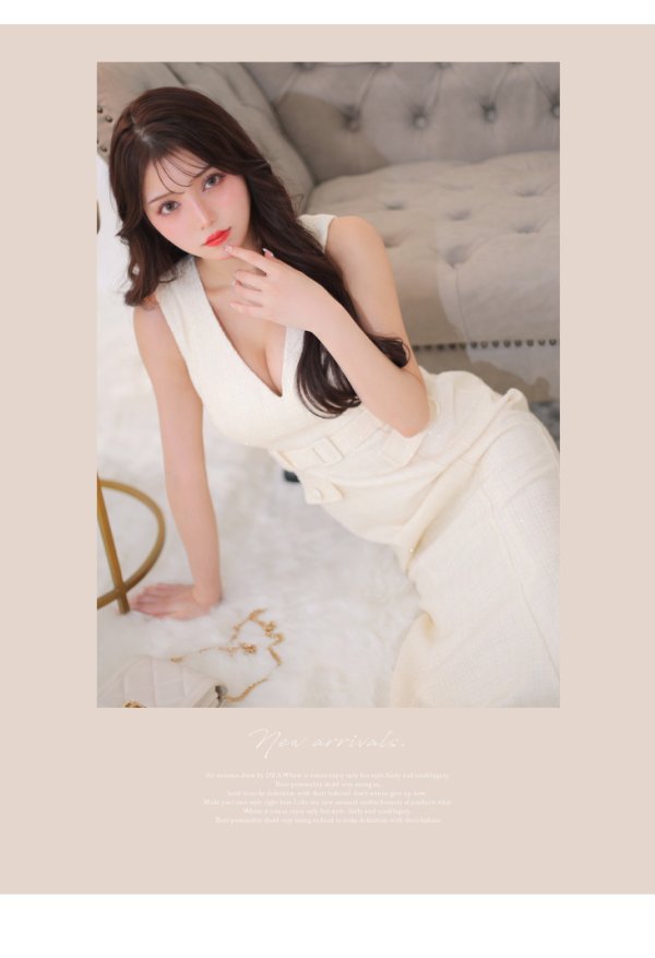 画像12: Lサイズあり【DEA./ディア】マーメイド/ ラメツイード/ ワンカラー/ ウエストベルト/ ワンピース/ ロングドレス/ キャバドレス long[OF08] (12)