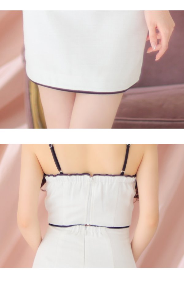 画像21: XSサイズあり【ROBE de FLEURS/ローブドフルール】ビッグリボン/ バイカラー/ キャミソール/ タイト/ セットアップ/ ミニドレス/ キャバドレス[OF08] (21)