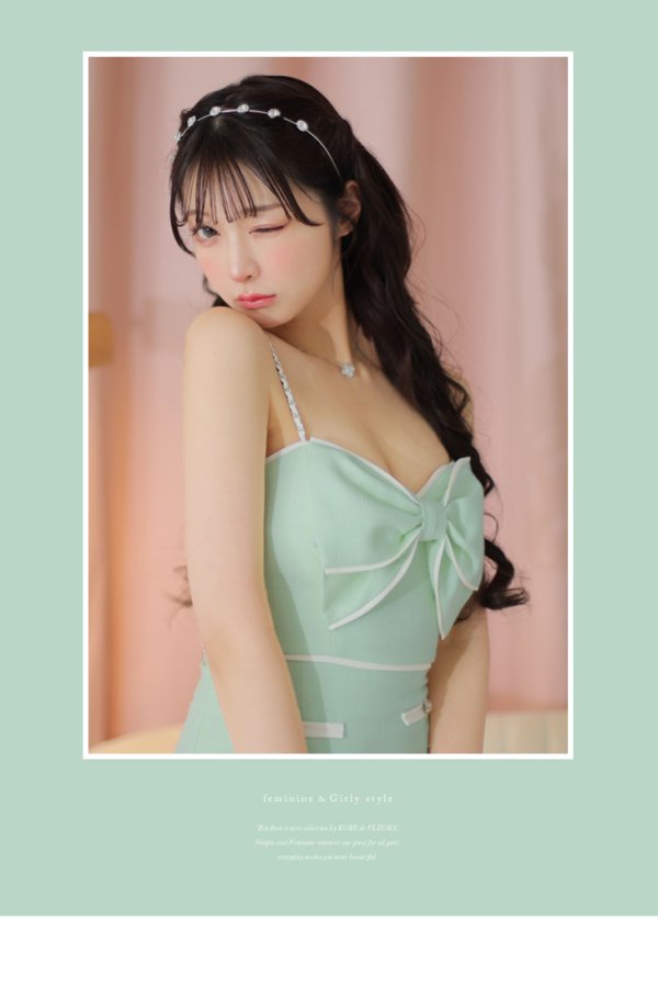 画像26: XSサイズあり【ROBE de FLEURS/ローブドフルール】ビッグリボン/ バイカラー/ キャミソール/ タイト/ セットアップ/ ミニドレス/ キャバドレス[OF08] (26)