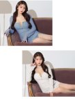 画像21: Lサイズあり【ROBE de FLEURS Glossy/ローブ・ド・フルール グロッシー】フロントジップ/ ロングスリーブ/ 袖あり/ ワッフル/ ワンカラー/ ストレッチ/ タイト/ ミニドレス/ キャバドレス[OF2] (21)