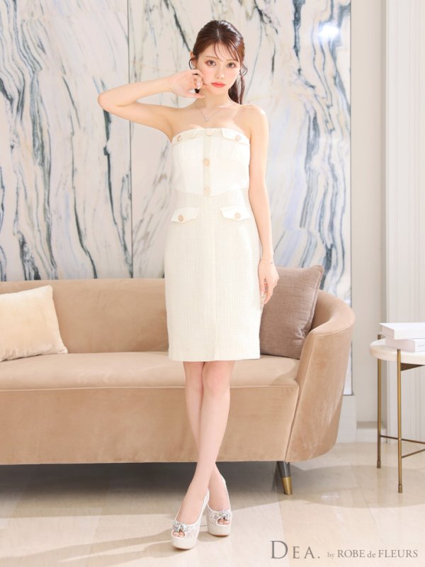 画像10: 【DEA./ディア】スプリングツイード/ デニムスプリングツイード/ キャミソール/ タイト/ ミニドレス/ キャバドレス【OF08】 (10)