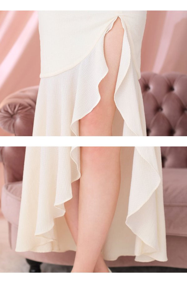 画像12: 【ROBE de FLEURS/ローブドフルール】 デコルテシアー/ フレア/ スリット/ ヴィーナス/ ロングドレス/ キャバドレス[OF08] (12)