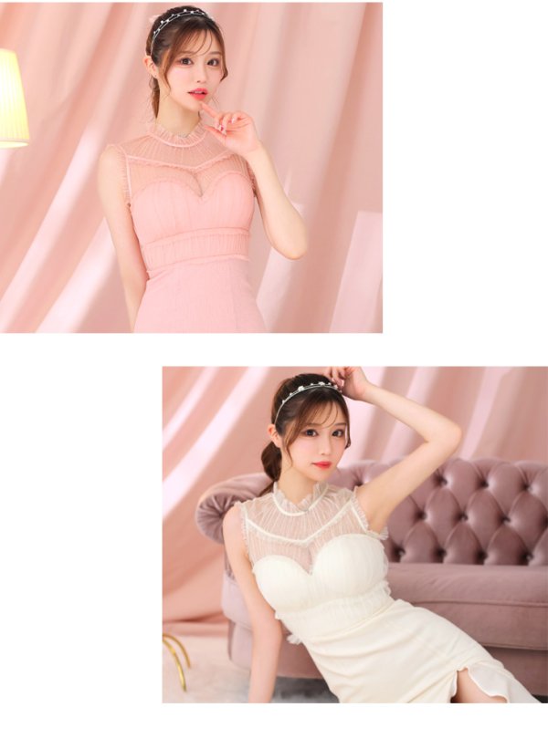 画像8: 【ROBE de FLEURS/ローブドフルール】 デコルテシアー/ フレア/ スリット/ ヴィーナス/ ロングドレス/ キャバドレス[OF08] (8)