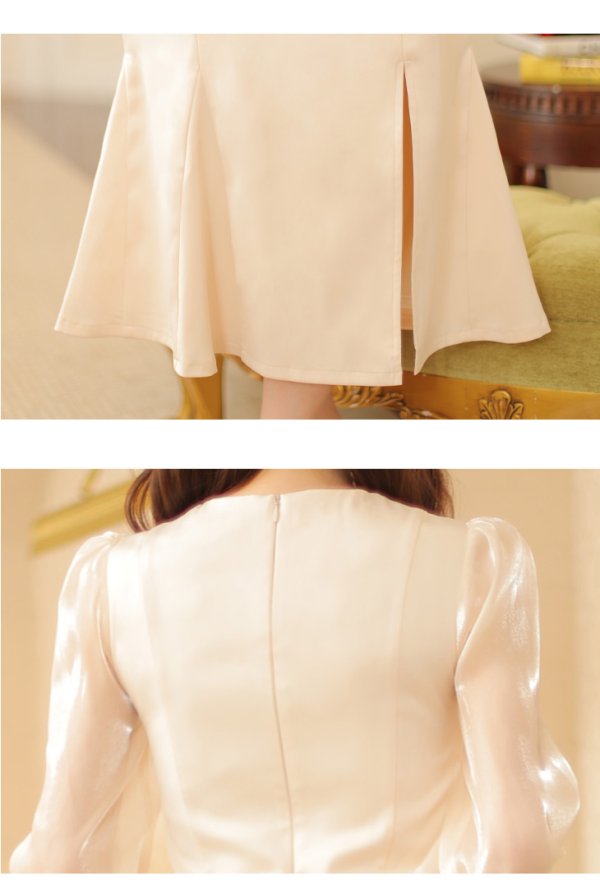 画像24: Lサイズあり【DEA./ディア】マーメイド/ オーガンジースリーブ/ スクエアネック/ サマー/ サテン/ ワンピース/ ロングドレス/ キャバドレス long[OF08] (24)