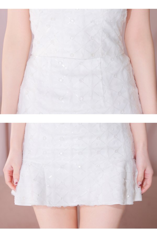 画像14: XSサイズあり【ROBE de FLEURS/ローブドフルール】オーガンジー/ リボンチョーカー/ アイドル/ セットアップ/ ミニドレス/ キャバドレス[OF2] (14)