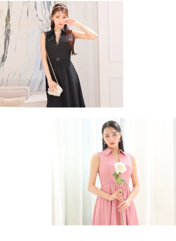 画像26: 訳あり商品※胸元に破れあり【DEA./ディア】襟付き/ ノースリーブ/ ボリュームフレア/ ミディアムドレス/ キャバドレス[OF2] (26)