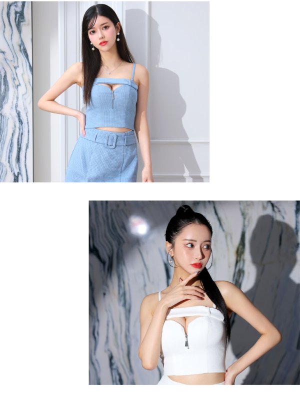 画像40: XSサイズあり【Glossy/グロッシー】バストカット/ ジッパーデザイン/ ワンカラー/ ラメ/ セットアップ/ タイト/ ミニドレス/ キャバドレス[OF08] (40)