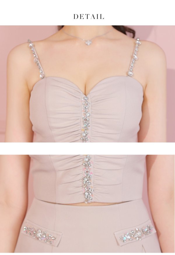 画像10: XSサイズあり【ROBE de FLEURS/ローブドフルール】バストビジュー/ ギャザー/ リッチ/ セットアップ/ ミニドレス/ キャバドレス[OF08] (10)